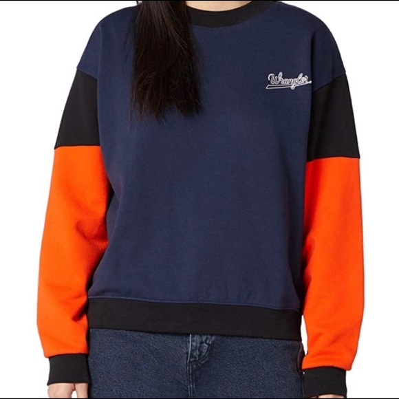 Wrangler High Rib Retro Sweatshirt - color block crew neck - Picture 2 of 4